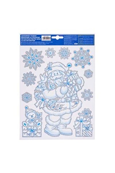 SHOPIENS Autocolante decorative de Crăciun - Moș Crăciun cu cadouri, sclipici...