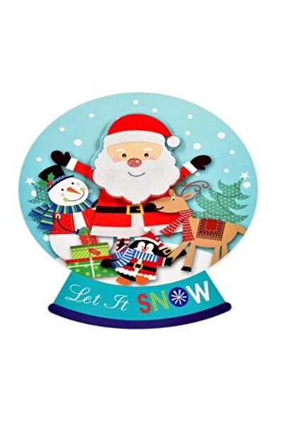 SHOPIENS Autocolante decorative 3D de Crăciun - Glob lichid cu Moș Crăciun, sclipici, 30 x 30 cm