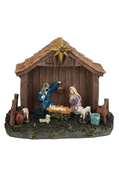 SHOPIENS Nașterea Domnului cu scenă de Crăciun cu lumină LED 16 x 12 x 12 cm