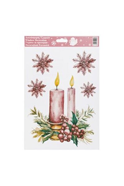 SHOPIENS Χριστουγεννιάτικα Διακοσμητικά Αυτοκόλλητα - Κεριά & Χιονονιφάδες με...