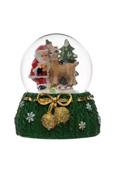 SHOPIENS Glob de zăpadă decorativ de Crăciun - Moș Crăciun și ren, 9 cm