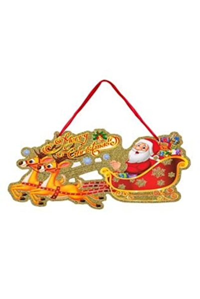 SHOPIENS Placă decorativă din carton - Sanie cu Moș Crăciun 43 x 20 cm