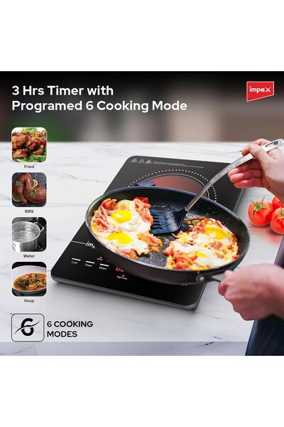 İMPEX IR 2701 Infrared Cooktop 1500W, 4-digit LED, 10 temps, 6 modes, 3-hr timer