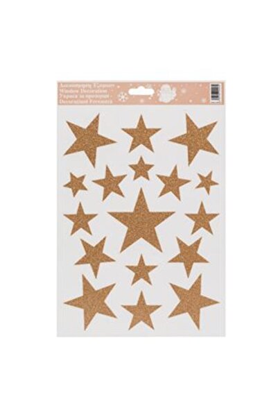 SHOPIENS Autocolante decorative de Crăciun - Stele sclipitoare bronz 20 x 30 cm