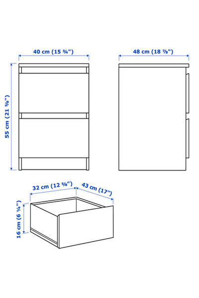 IKEA Chest of 2 drawers, light orange/high-gloss, 40x55 cm