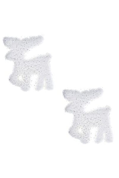 SHOPIENS Διακοσμητικό 3D αυτοκόλλητο ελαφιού λευκό με γκλίτερ 9 εκ. - 2 τεμάχια