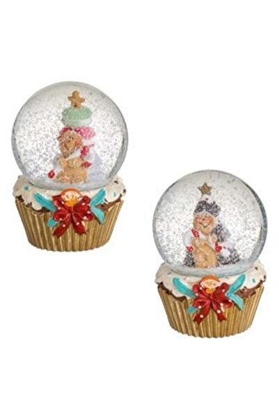 SHOPIENS Glob de zăpadă decorativ - Cupcake de Crăciun și Om de turtă dulce 9 cm