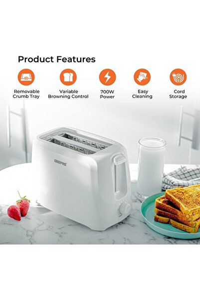 Geepas Toaster, White, GBT36515
