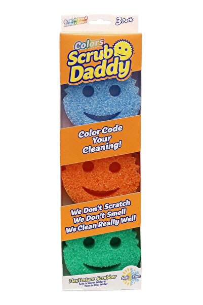 Scrub Daddy مجموعة إسفنجات، مقاومة للخدش، 3 قطع - مقاومة للرائحة، ناعمة في ال...