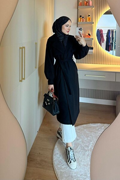 Hazamoda Coco Kaşe Kaban Siyah