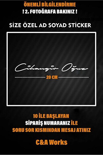 C&A WORKS Size Özel Ad Soyad İmza 20 Cm / İmza Etiket / Araç Sticker / Motor ...