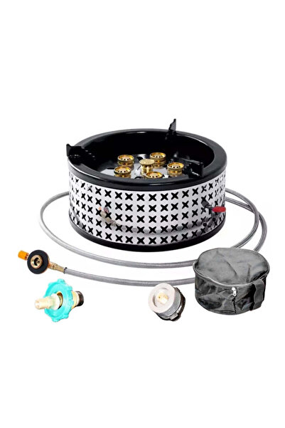 TAKU Murano Portable Camping Gas Stove 6 Burner TC-DF-8 | 2 Adapters Included to Fit Various Gas Bottles