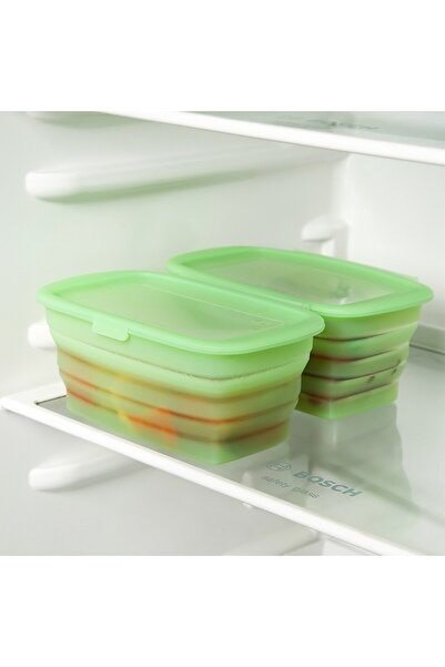 Flippy Silicone Container Flippy, Foldable, 1L, 18.8 x 8 x 11.5 cm, Extreme Temperature Resistant, Green