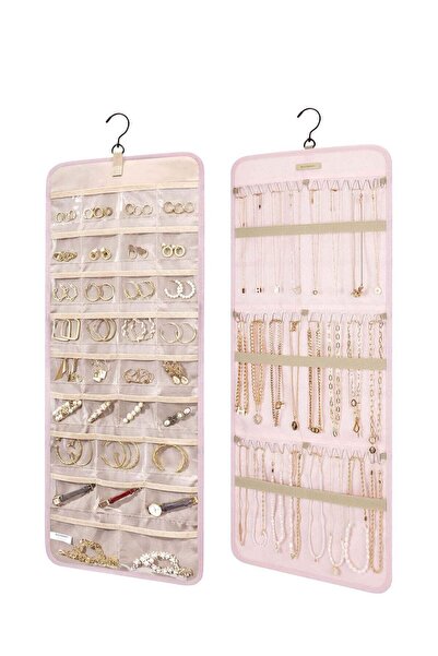 Arabest Hanging Necklaces Organizer Double-Sided Jewelry Holder with Metal Hooks