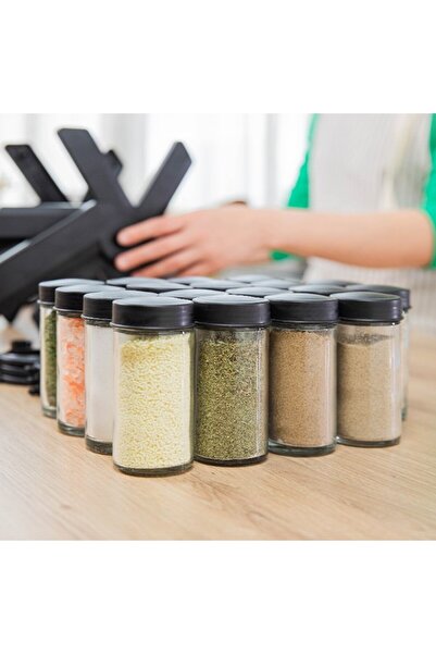 easybox Flippy Rotating Spice Rack, 360° Swivel, Portable, 34x23 cm, ABS/Glass, Black