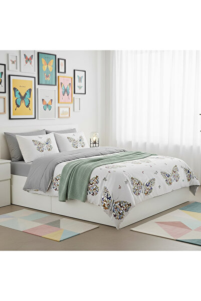 NufJoy ELVO double bed linen, 4 pieces, flat sheet 230x250, duvet cover 200x230, 2 feather pillows 50x70