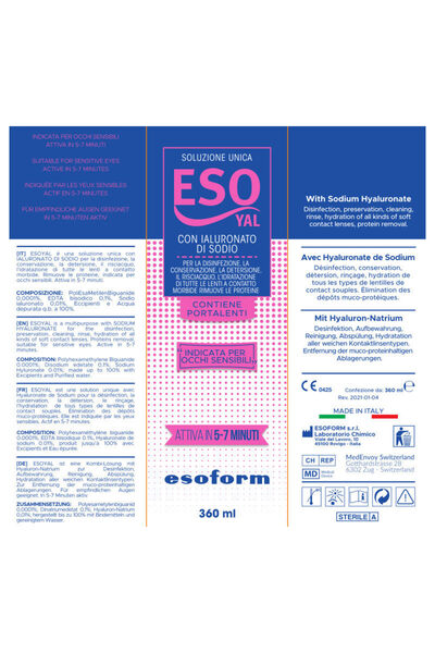 Esoyal 360 ml, Hyaluronic Acid Solution for Contact Lenses