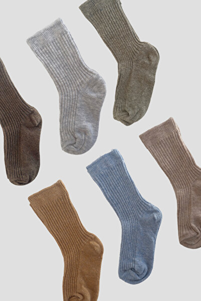 Defne Baby 5+1 Pair Premium Cotton Ribbed Patterned Baby Socks Set – Donut Collection