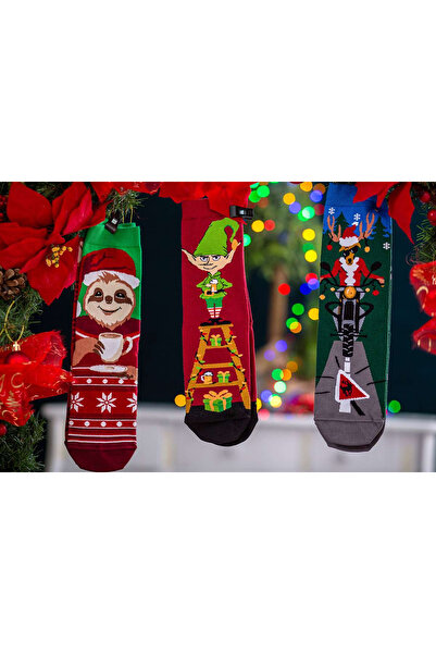 Pirin Hill Arty Socks Cotton Christmas Socks with Red Sloth