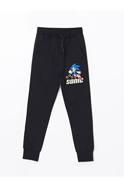 LC Waikiki LCW Kids Siyah Beli Lastikli Sonic Baskılı Erkek Çocuk Jogger Eşof...
