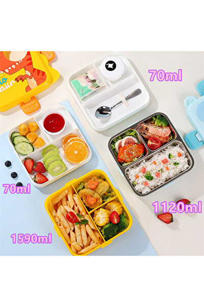 Mobcos Stainless Steel Lunch Containers 3 Compartments Lunch Box with Bowl Bento Box for Adult Kids