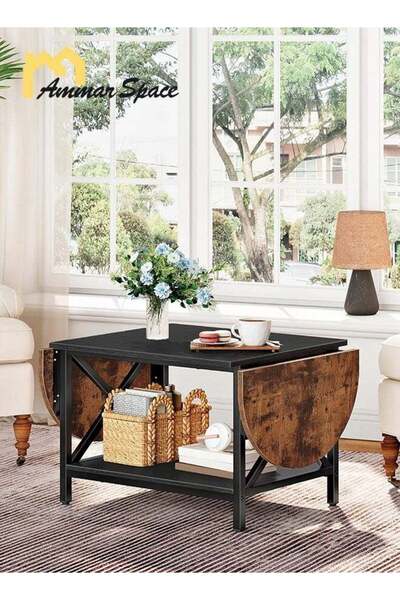 Ammar Space طاولة قهوة قابلة للطي، طاولة قهوة قابلة للتمديد من مستويين، طاولة...