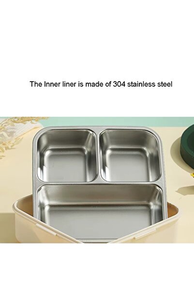 Mobcos Stainless Steel Lunch Containers 3 Compartments Lunch Box with Bowl Bento Box for Adult Kids