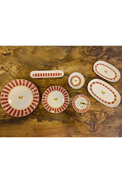 Dame Marie PİNK BUTTERFLY 6 KİŞİLİK 38 PARÇA KAHVALTI SETİ