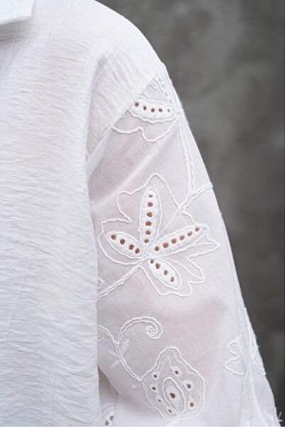 FancyWorld Embroidered Sleeves Lilyum Fabric Shirt