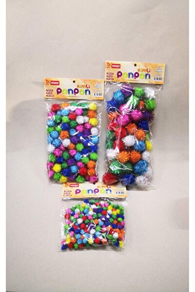 Mikro Simli Renkli Ponpon Küçük, Orta, Büyük Boy Anaokulu Özel Eğitim Okul Öncesi İlkokul El İşi Malzemesi