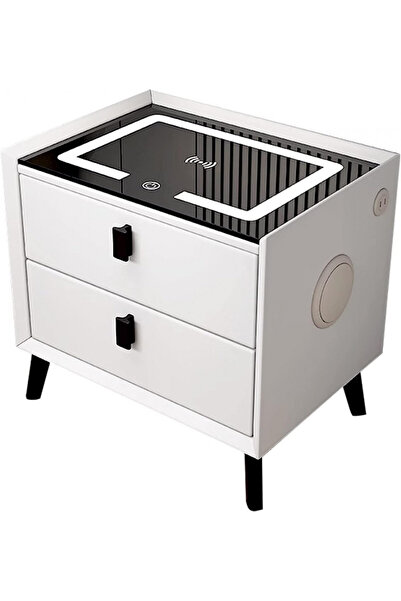 eR D L Smart bedside table with wireless charging, Bluetooth speakers, 2 storage drawers, size 40x40x45cm