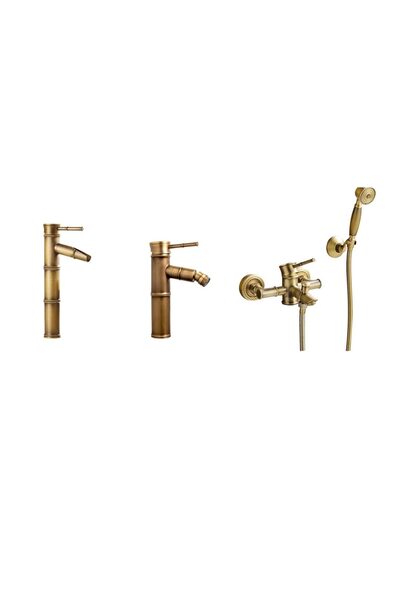 Trendy's Σετ βρύσης μπανιέρας, νιπτήρα και μπιντέ – Στυλ μπαμπού, αντίκα μπρούντζος