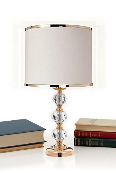 571 Store 3-Stone 55 cm Table Lampshade Glass Body Fabric Headboard Metal Leg Night Light Lighting