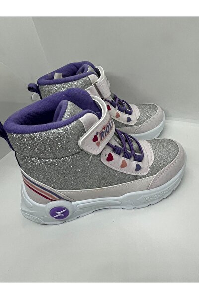 GENÇ Girls' Student Boots Waterproof with Kuromi Pattern and Silvery Non-Slip Soles