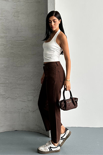 macharel jeans Brown Boy Fit Raw Hem Jean