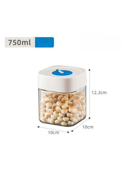 Flippy High-Quality Glass Jar, Airtight Lid, 750 mL, 10x10x12.2 cm, White