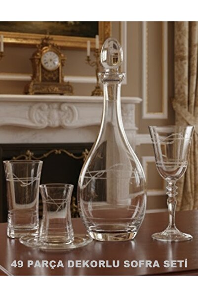 DECOSTYLE Sare Dekor 49 Parça 12 Kişilik Bardak Seti – Paşabahçe Seri | Su-Meşrubat-Kadeh-Çay Takımı