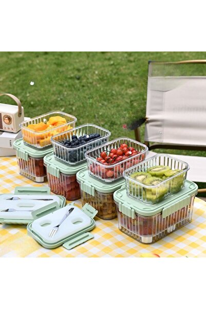 Flippy portable food container, 1500 ml, 2 forks, detachable freezer lids, leak-proof, transparent