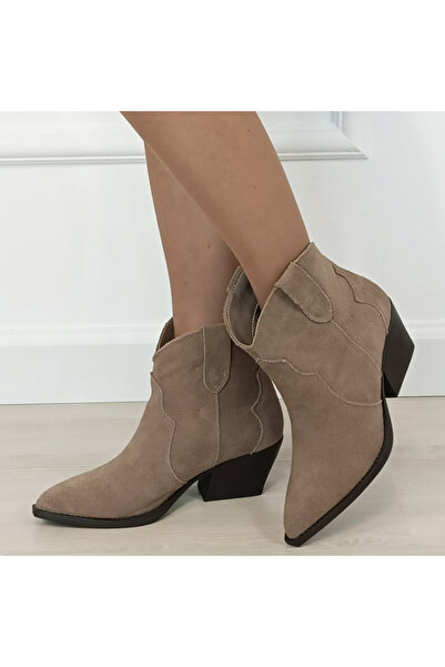 SOFILINE Ghete kaki din piele cu toc confortabil 6338 114