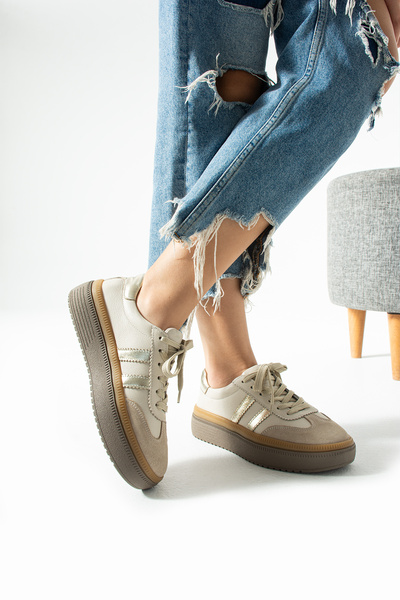 Getcho Γυναικεία αθλητικά παπούτσια Doak από γνήσιο δέρμα σε μπεζ χρώμα