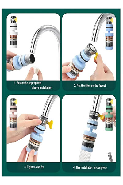 KHAJUL 2Pcs Water Filter 6-Layer Tap, 360° Rotating Faucet, Kitchen Bathroom Universal for Cleaning