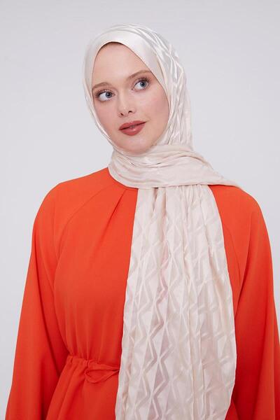 Levidor Krem Üçgen Desen Deluxe Devore Şal