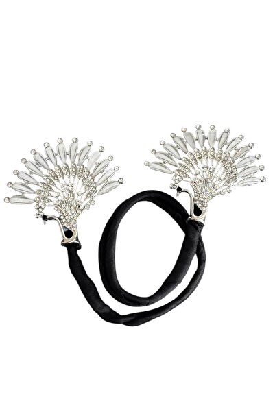 TAKIŞTIR Silver Color Peacock Figured Stone Detailed Bun Hairpin