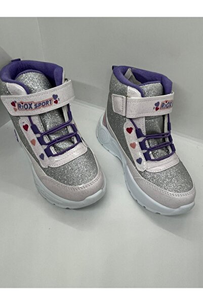 GENÇ Girls' Student Boots Waterproof with Kuromi Pattern and Silvery Non-Slip Soles