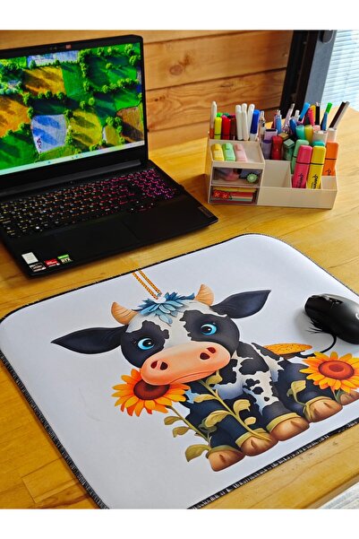 sgeteknoloji Sge Technology 55X45 cm Cute Cow Anti-Slip Base Speed Surface Gamer Mouse Pad Gaming Pad