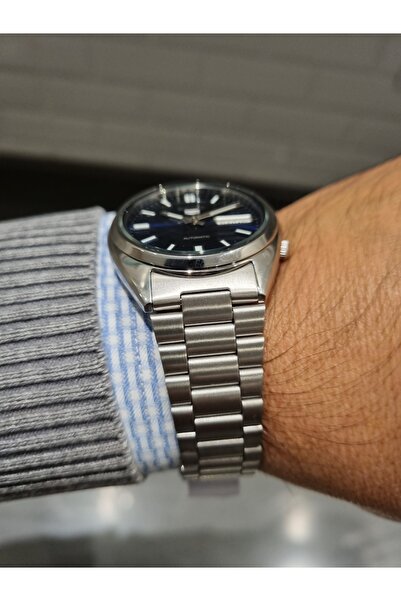 Seiko 5- Automatic Dark Blue Dial Calendar Steel Bracelet 3 Atm Water Resistant Men's Wristwatch