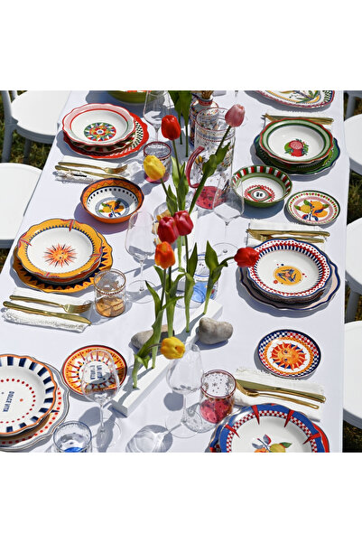 Baci Milano Dolce Vita Palm Tree Patterned Oval Serving Plate 35 cm