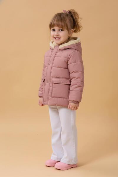 Perendi Παλτό για κορίτσια με γούνα με κουκούλα με κασκόλ – Gülkurusu