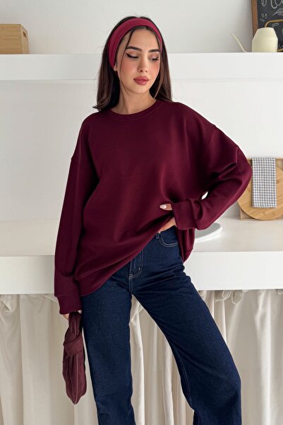 FEMELLE Burgundy Modal Fabric Basic Sweatshirt