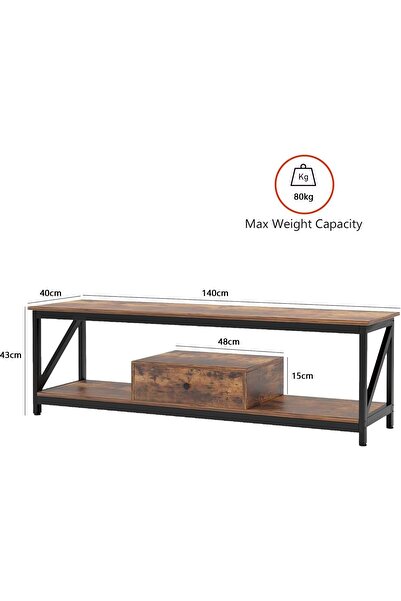 Chulovs Modern Industrial TV Stand for 60" TV, Brown